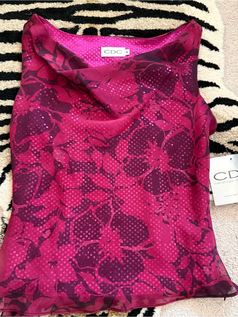Rampage CDC Women's Magenta Floral Sleeveless Top NWT Size 4